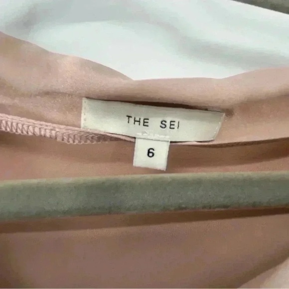 The Sei 100% Silk Draped One-Shoulder Mini Dress Champagne Pink Size 6 $747 - Picture 3 of 15